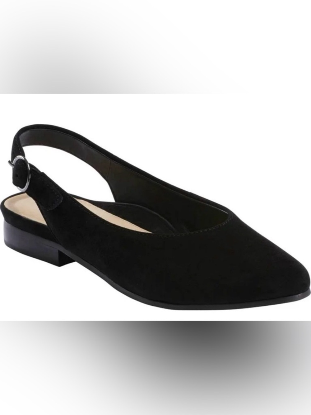 Earth Black Silky Suede Uptown Ursula Slingback Size 9